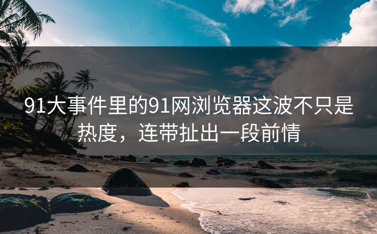 91大事件里的91网浏览器这波不只是热度，连带扯出一段前情