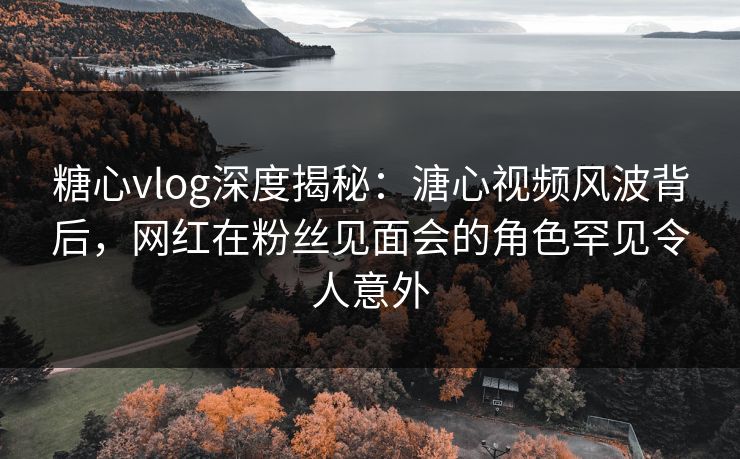 糖心vlog深度揭秘：溏心视频风波背后，网红在粉丝见面会的角色罕见令人意外